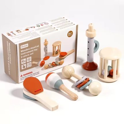 Toddler Montessori Musical Toys Wooden Music Alinstrument Toy 5-piece Set Preschool Educational Toys for Babies 1-3 Years